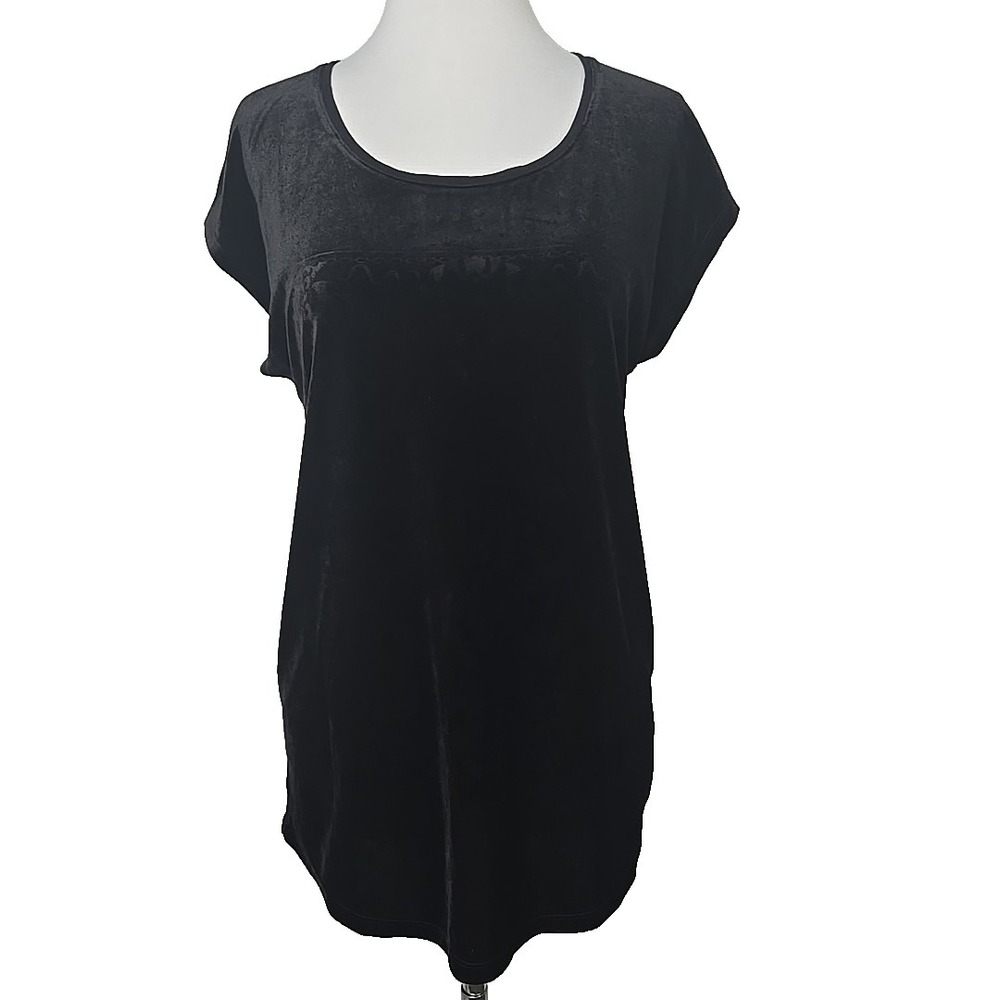 Rock & Republic Black Velvet Jersey Contrast Sleeveless Top Size Small S